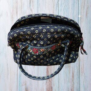 Vera Bradley Little Betsy | Black Quilted Patchwork Tote Boho Travel Handbag